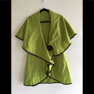 Lime Green with Black Trim Cape Jacket Size M